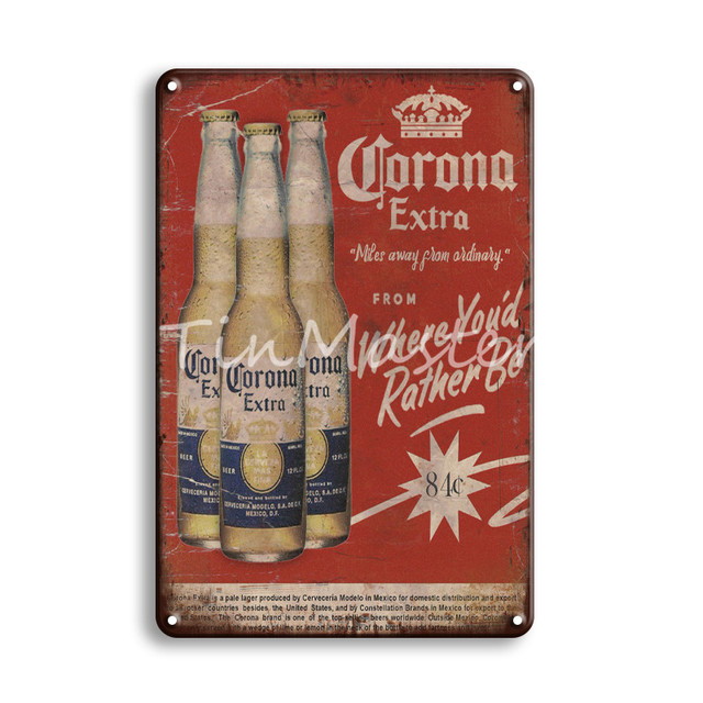 Placas de metal de cerveja famosas servidas aqui sinal de lata Placas de cerveja vintage Placas decorativas Retro Man Caver