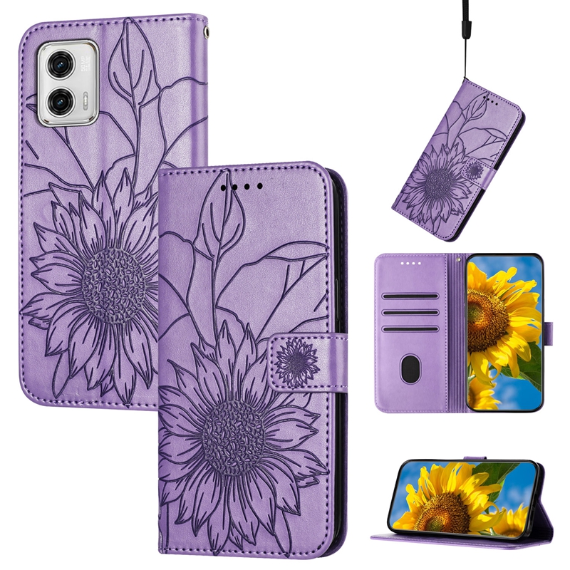 Stylish Sunflower Pu Leather Plånbok Fall för Google Pixel 8 Pro 7 7A 6 6A Moto G73 E13 G72 G62 G52 G53 Edge 30 Lite Fashion Flow ID Card Slot Cash Cover Book Pouch Pouch