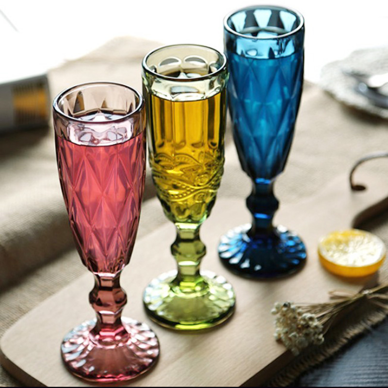 Colorful Vintage Goblet Champagne Wine Glasses Cup Cocktail Whiskey Cups Crystal Sculpture Juice Beer Glass 150ml