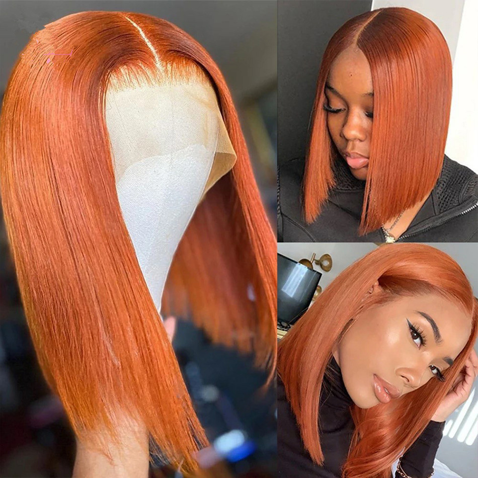 Synthetic Wigs Ginger Bob Lace Frontal Wig 13x4 Lace Frontal Wig Colored Human Hair Wigs Lace Front Short Bob Human Hair Wigs Pre Plucked 4x4