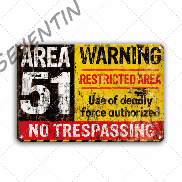 Vintage Warning Area51 Metal Signs Caution Angry Gamer Tin Sign Wall Decor Beware Of Dog Metal Poster Sign Game Room Home Funny Decor Plates 30X20CM w01