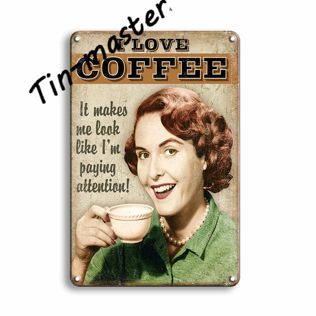 Shabby Chic Coffee Time Iron Painting Vintage Coffee Metal Poster Fresh Gourmet Tin Sign Restaurant Cafe Kitchen Home Funny Decor Wall Stickers 30X20CM w01
