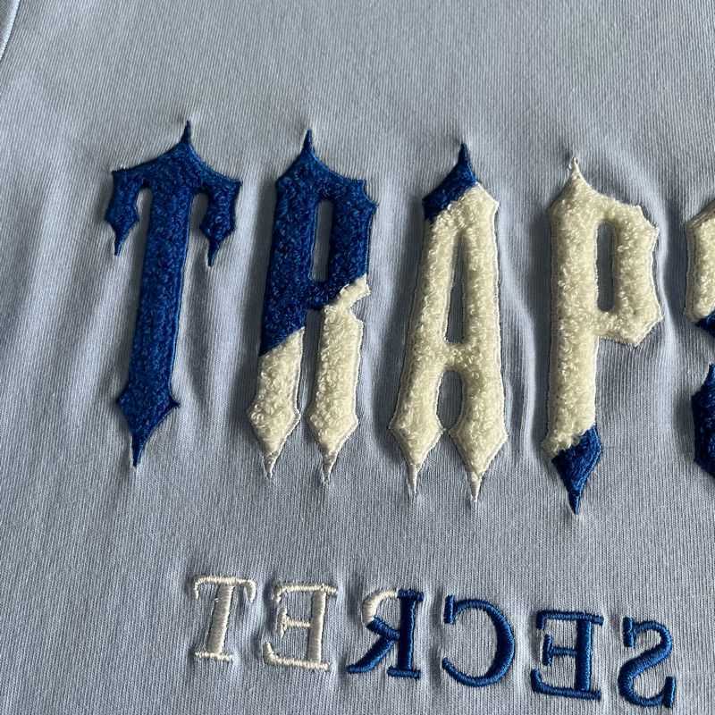 Män kvinnor hip hop trapstar t shirt chenille avkodade kort set-cashmere blå /bländande t-shirt sommarhylsa toppar tees tees