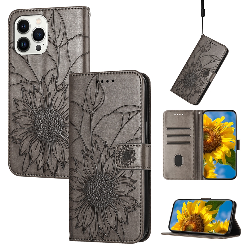 Sunflower Flower PU Portafoglio in pelle iPhone 15 14 Plus 13 Pro Max 12 11 xr XS 8 7 6 Fashion Luxury Card Card Tash Tash Flip Cover Copertina telefono cellulare Borsa