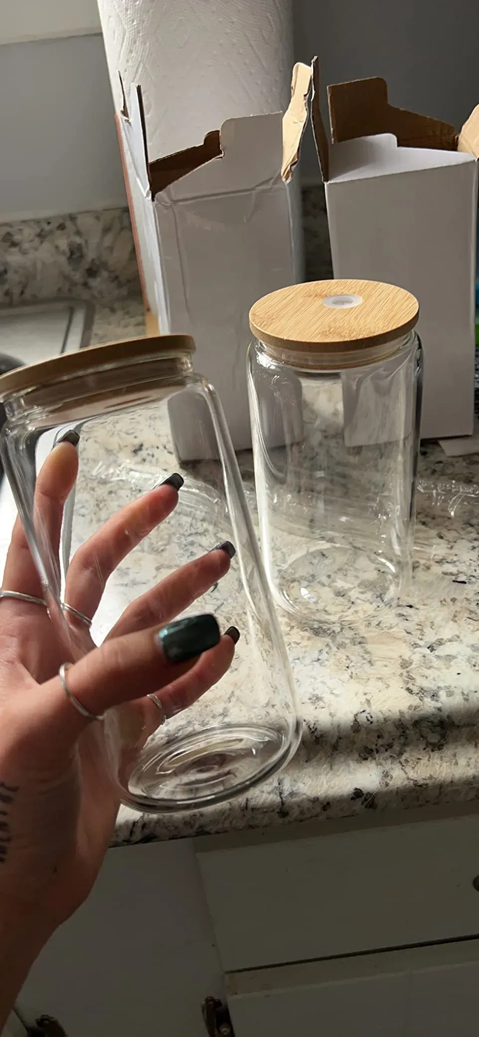 USA/CA Warehouse Sublimation Mason Jar Clear 16 Oz Glass Straight Tumbler Glass Sublimation Cups With Splash-Proof Lock och Strå återanvändbar dricka AU22