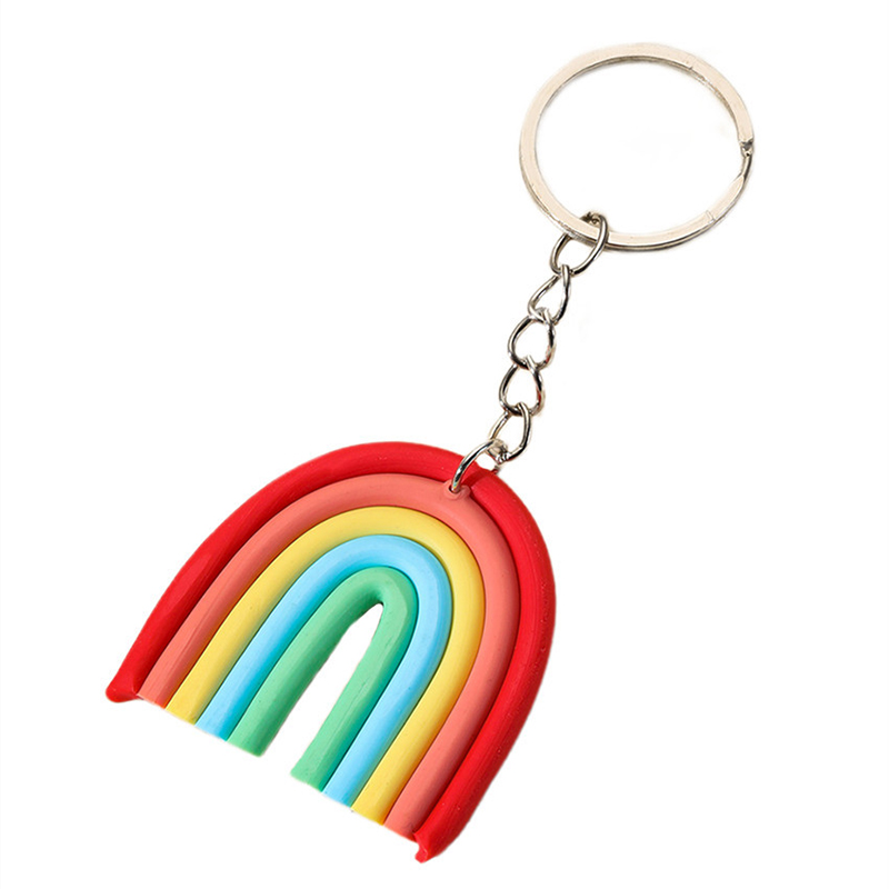 Clay Rainbow Keychain Car Keychain Pendant Women's Bag Decoration Keyring Key Chains