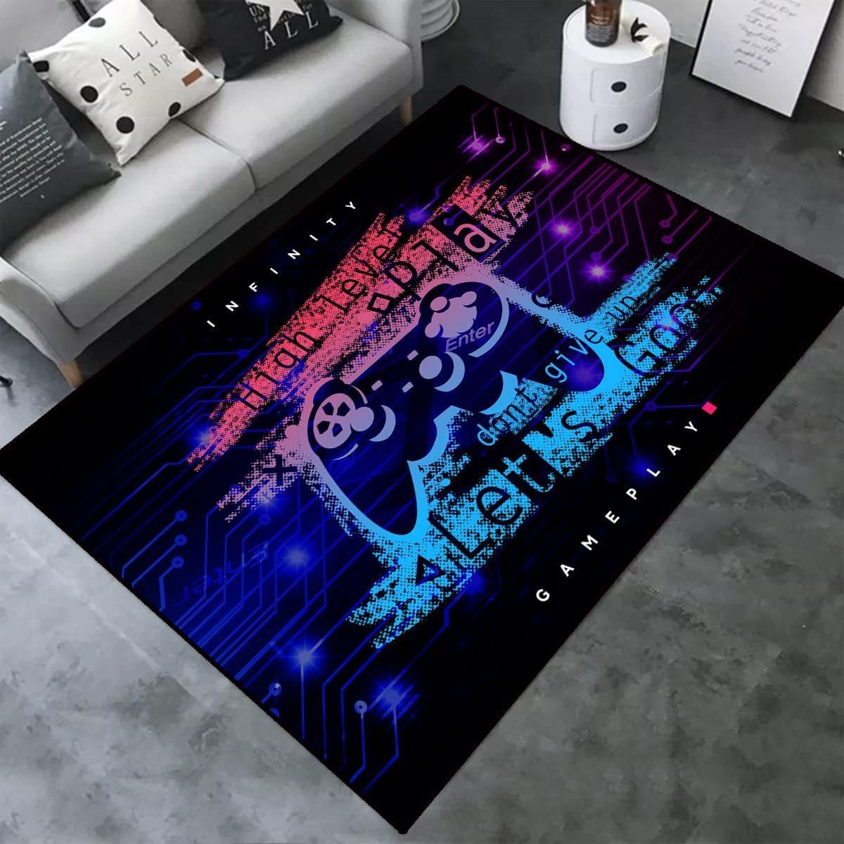 Carpet Home Area Gamer Teppiche mit Game Controller Design Nicht -Slip -Boden -Matten für Kinder werfen Teppich für Dekor lebende Bettspielzimmer Tapis 230823