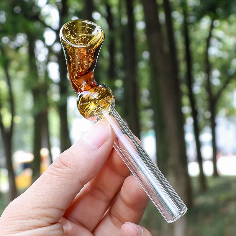 Latest Colorful Horn Style Pyrex Thick Glass Hand Pipes Portable Innovative Filter Herb Tobacco Spoon Bowl Smoking Bong Holder Innovative Cigarette Holder Tube