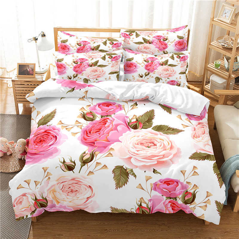 Juegos de cama Juego de cama de flores Juego de funda nórdica Ropa de cama 3d Impresión digital Juego de cama tamaño cama Diseño de moda R230823