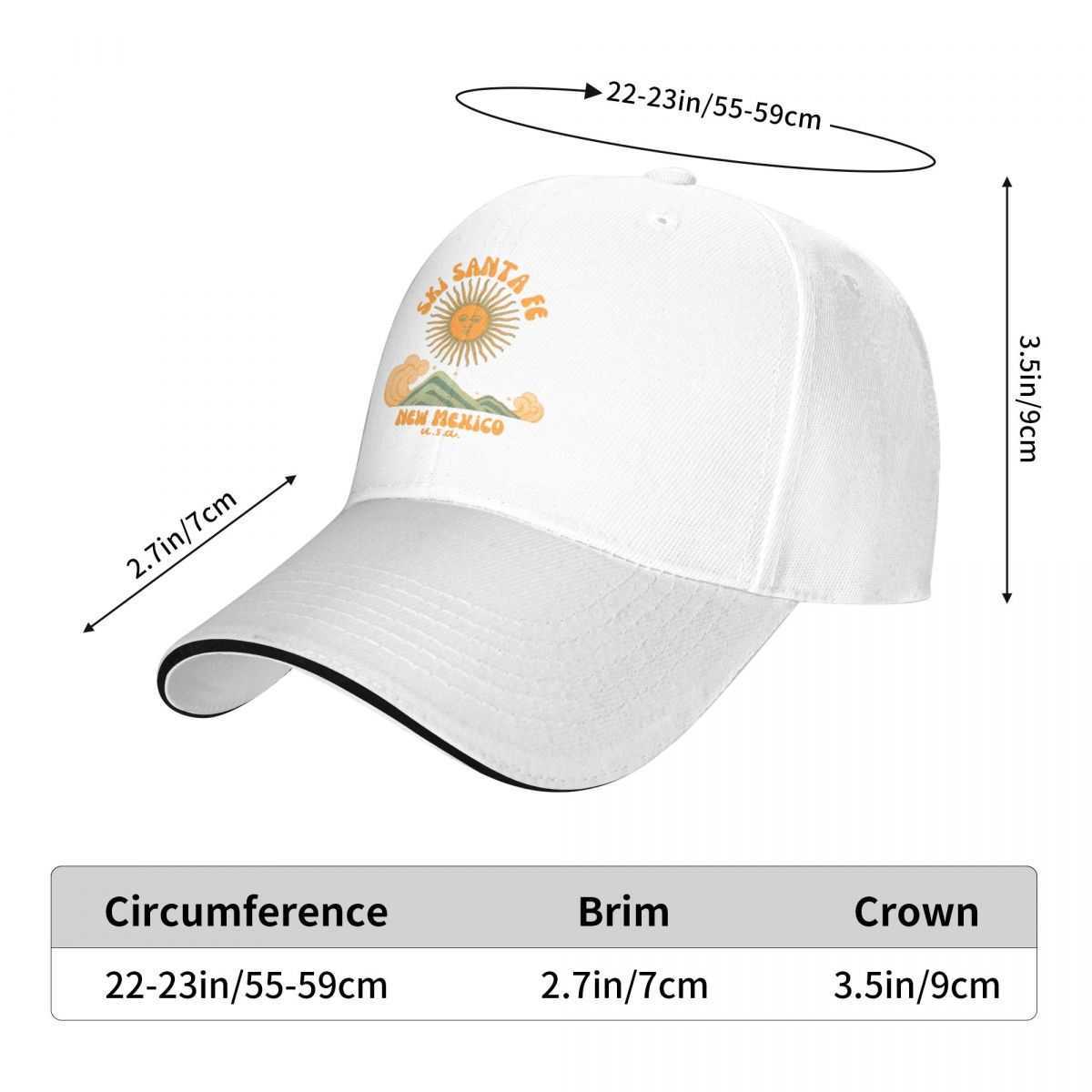 Rétro Sixties Ski Santa Fe Nouveau-Mexique Orange Texte- Rétro Ski / Vintage Ski Casquette de Baseball mignon Chapeaux de Soleil Pour Femmes Hommes HKD230823