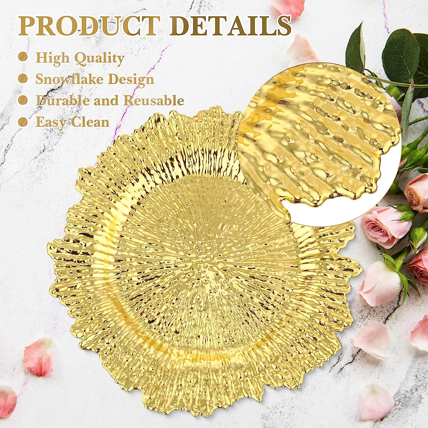 Wedding Party Plate Electroplating Light Luxury PP Plate Antique Large Living Room Fruit Plate Edge Hot Gold Foil