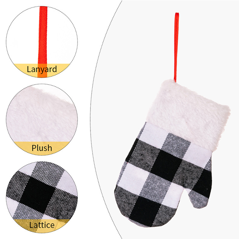 Classic Buffalo Plaid Christmas Gants Famille de Noël Décoration d'arbre Fiche d'ornement Santa Mitts Couvrerie couverte couverture de couvercles Couvercle Candy Gift Bag Party EW0085