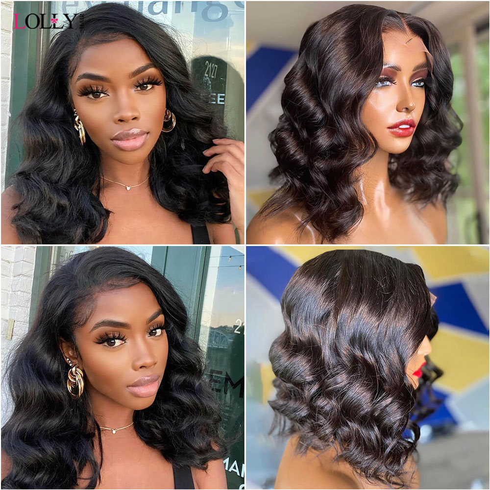 Cheap Short Bob Wig Human Hair Wigs for Women Highlight Wig Human Hair Wigs Pre Plucked Body Wave Middle Part Lace Wigs 8-16inch