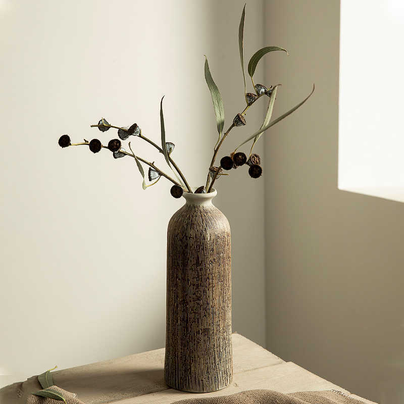 Vaso cinese rotondo in ceramica in ceramica fiore vaso casa decorazione del soggiorno accessori ufficio interno decorazione di decorazione di desktop hkd230823