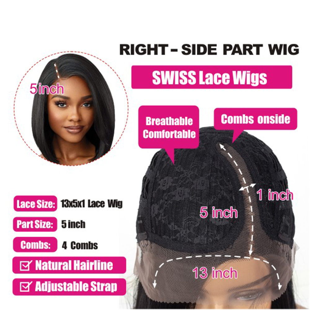 220%de densidade renda parte curta reta Remy Remy Human Hair Wigs para mulheres negras Bob Wig Parte pré -arrancada cor preta natural