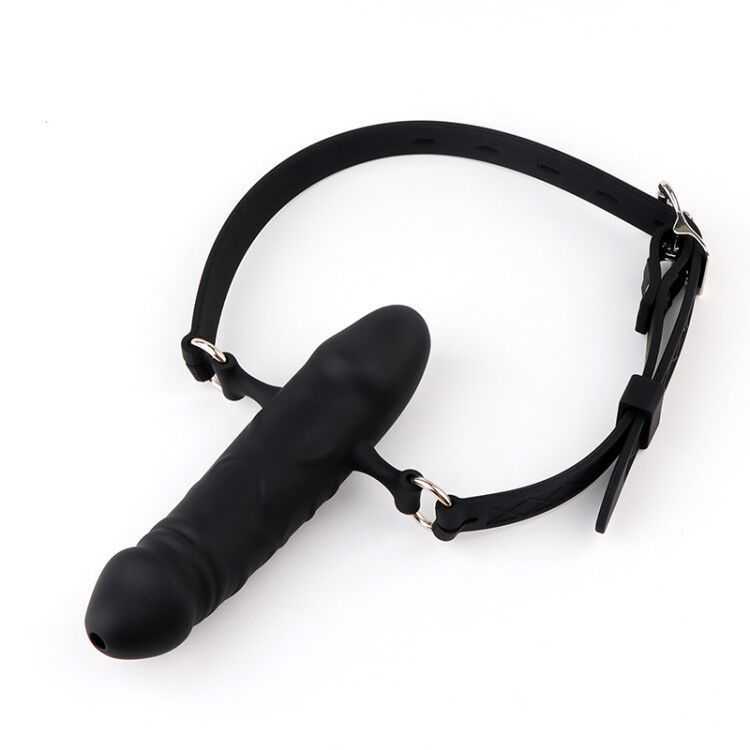 Mouth shackle restraint double headed flirting ball simulation silicone penis mouth plug adult alternative