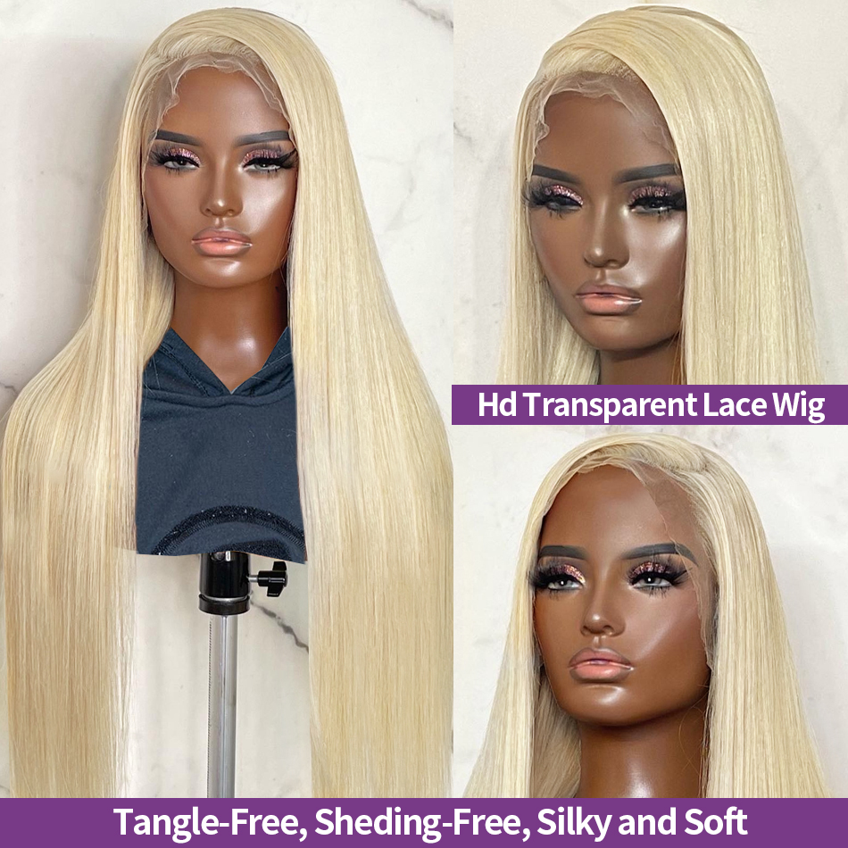 30 40 Inch 13x4 Straight 613 Blonde Lace Front Human Hair Wigs Brazilian Colored 13x6 HD Transparent Lace Frontal Wig for Women
