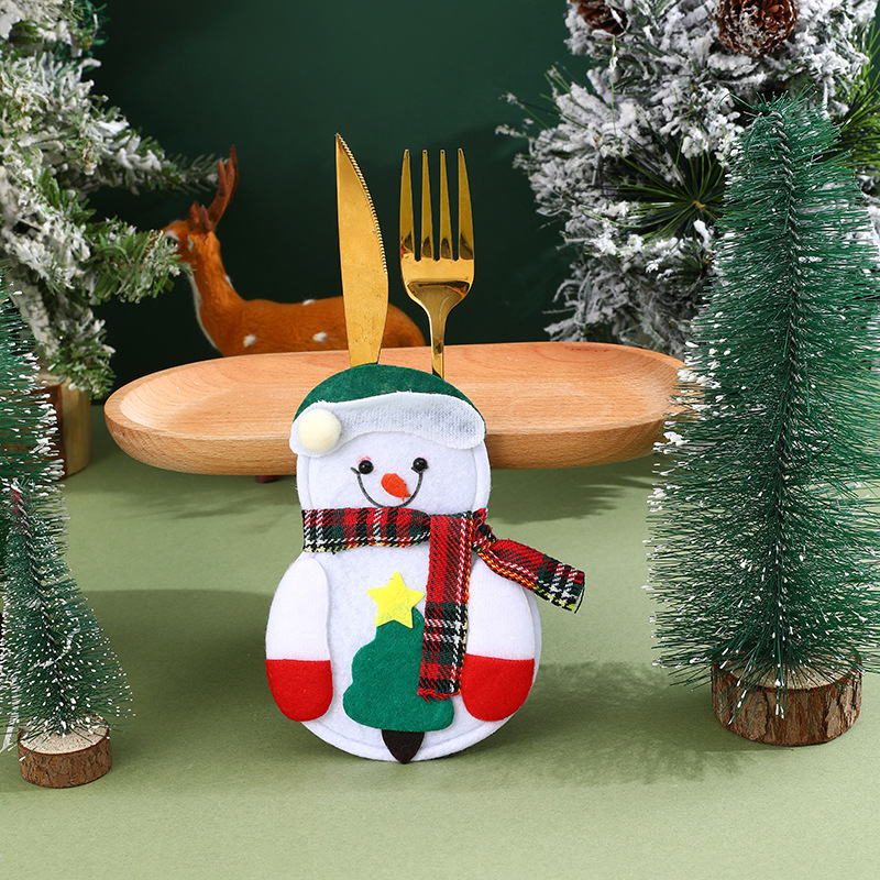Nyårs julkärlhållare gaffel knivskoon täcker bordsartiklar täcker hållare väska kostym fickor xmas träd fest dekorationer borddekor juldekorationer