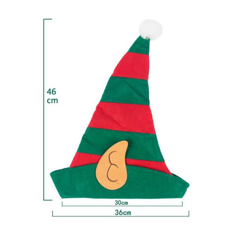 大人のためのクリスマスエルフの帽子レッドと緑の縞模様のデザインサンタ帽子装飾品キャップクリスマスパーティー小道