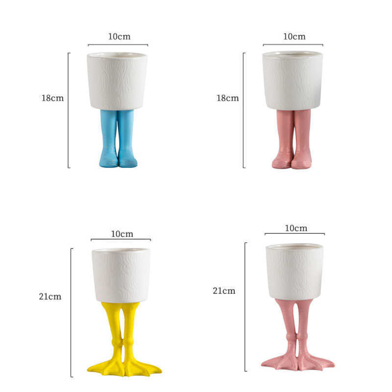 Creative Cute Hand Painted Boots Goosefoot Shape Vases Ceramic Decorative Flower Vase Filler Table Storage Container Home Decor HKD230823