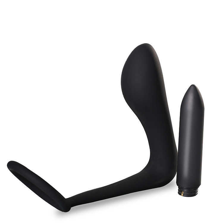 Взрослый вестибулярный вестибулярный вибрационный массажер передней линии - мужская вилка с силиконовой анальной мастурбационной палочкой