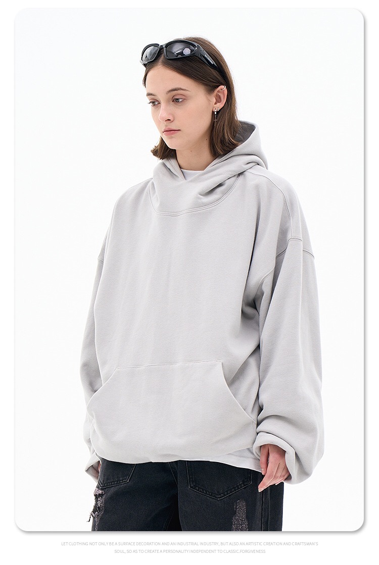 Double-collar Hoodie Lantern Sleeve Women Men's Hoodies & Sweatshirts