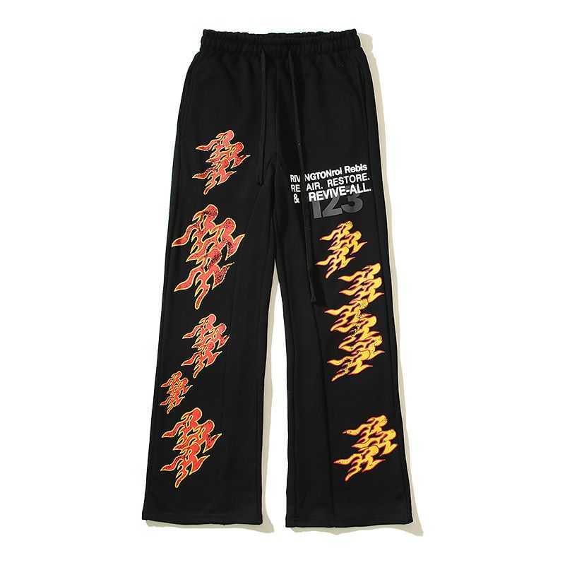 デザイナーカジュアルパンツストリートウェアジョガーズボンスウェットパンツRRR123 Liu Yaowens Flame Made Old VTG American High Street Fashion Brand Micro La Sports Pants Guard Pan