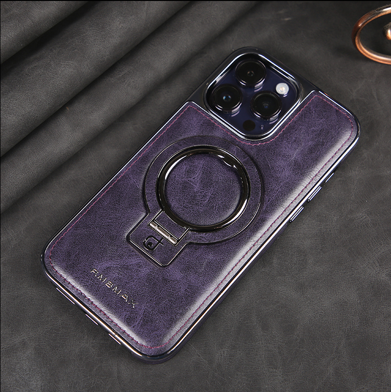 Custodia telefono Vogue in pelle vegana con placcatura di lusso iPhone 14 13 Pro Max Durevole, protettiva completa, paraurti morbido, staffa magnetica invisibile, supporto auto, guscio posteriore aziendale