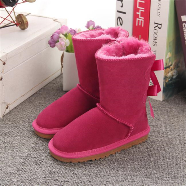 Bottes de neige pour enfants, pour garçons et filles, garde au chaud, chaussures en coton et en cuir de vache, antidérapantes, taille 3280