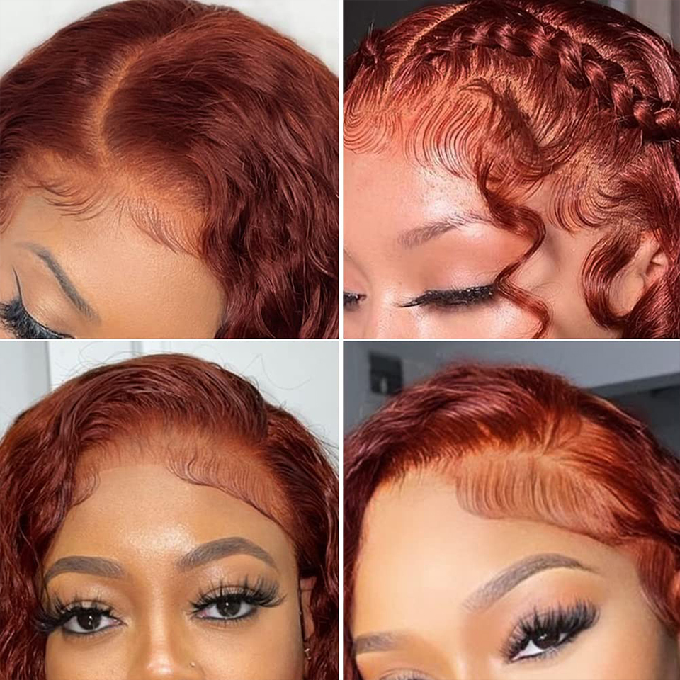 Densidade encaracolada de 250% 40 polegadas 13x6 HD Lace Frontal Wig Reddish Brown Lace frontal peruca 13x4 Lace Frente Human Wigs para mulheres