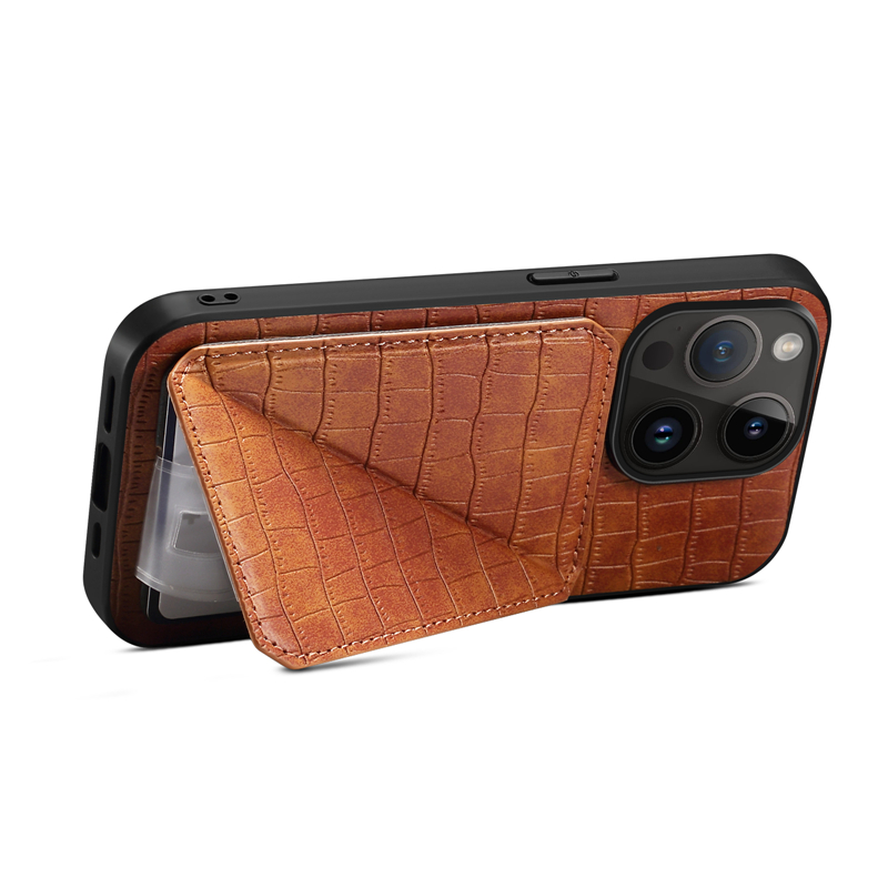 Étui de téléphone Vogue en cuir de luxe à motif crocodile pour iPhone 15 14 13 12 11 Pro Max XR XS Support magnétique invisible Fente pour carte Portefeuille en grain d'alligator avec béquille