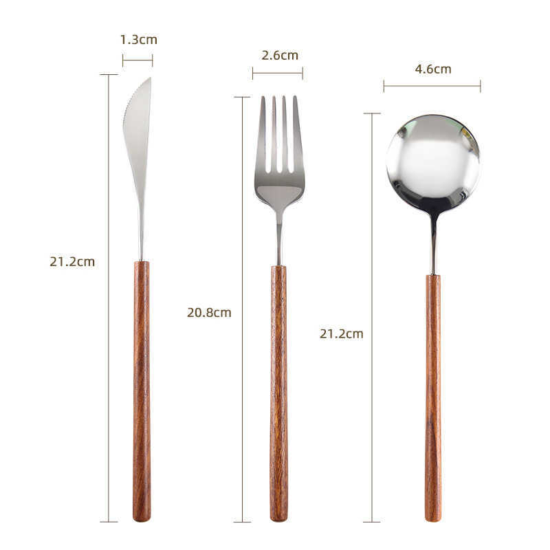 Jaswehome high-end bestick set rose trä 304SS steak knivgaffel servis rostfritt stål fancy bordsredskap set hkd230812