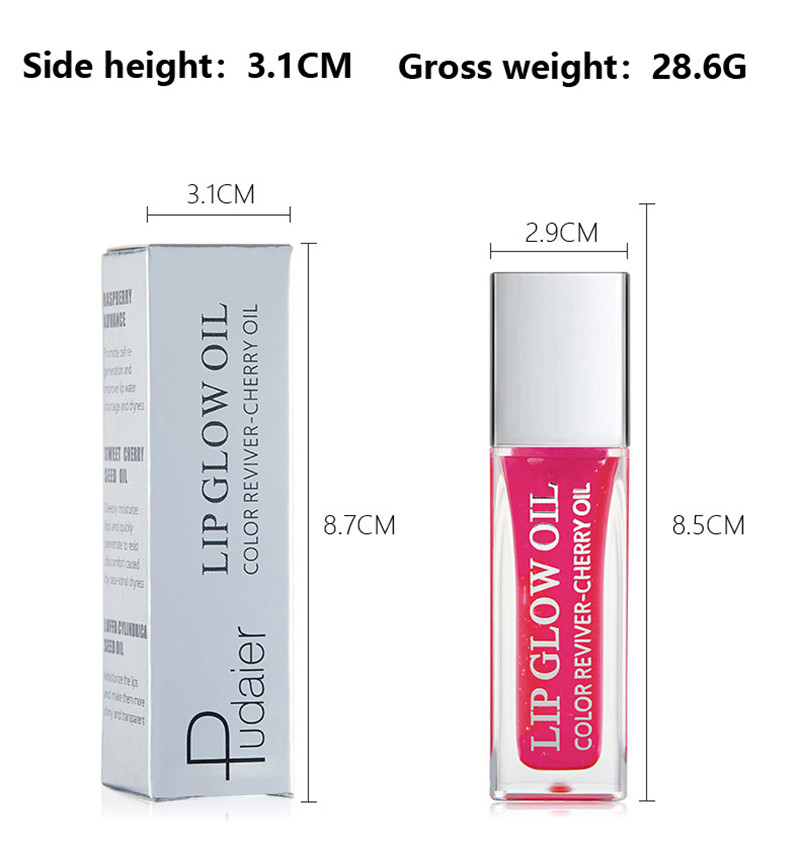 Pudaier Crystal Jelly Moisturizing Lip Oil Plumping Lip Gloss Makeup Sexig Plump Lip Glow Oil Tinted Lip Plumper