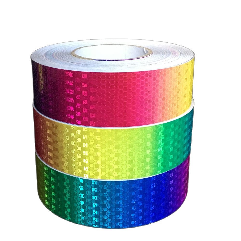 5 cm regenbogenfarbenes, schillerndes, reflektierendes PVC-Warnaufkleber-Klebeband für Auto und LKW