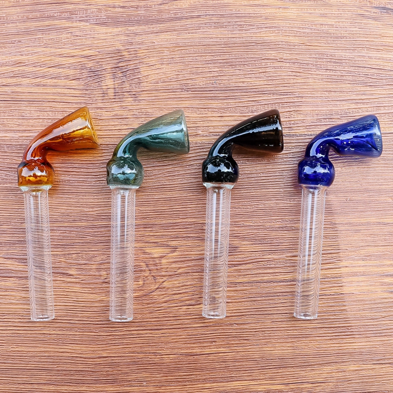 Latest Colorful Horn Style Pyrex Thick Glass Hand Pipes Portable Innovative Filter Herb Tobacco Spoon Bowl Smoking Bong Holder Innovative Cigarette Holder Tube