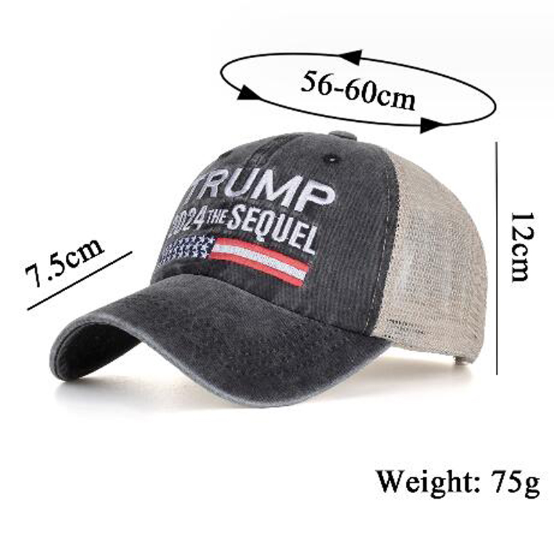 Donald Trump for President 2024 Trucker Hat USA Flag Baseball America Cap President 3D Embroidery Printed Summer Mesh Breathability Caps The US SEQUEL NEW