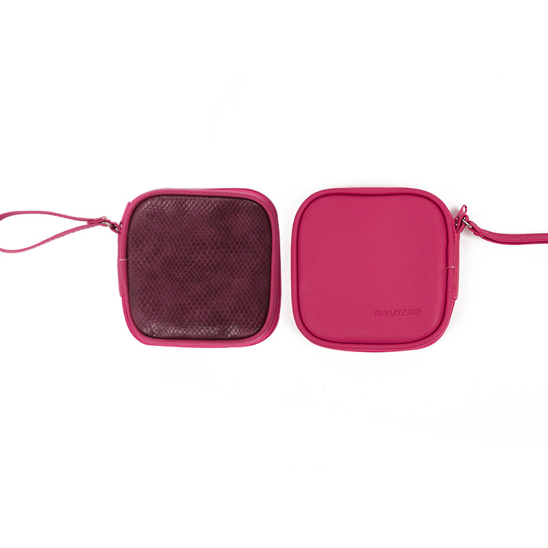 Card Holder PU Plain Square Ear Line Short Storage Bag Mix Color