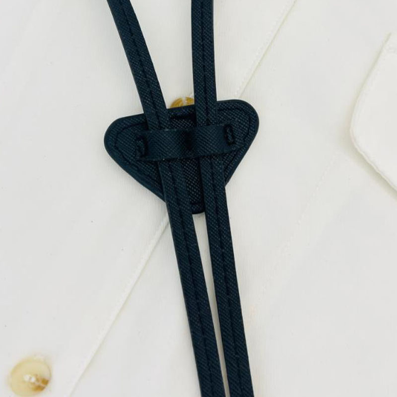 Leather designer tie womens mens bolo ties enamel triangle thin drawstring cool neckwear fashion solid color black white shirt formal luxury neck tie