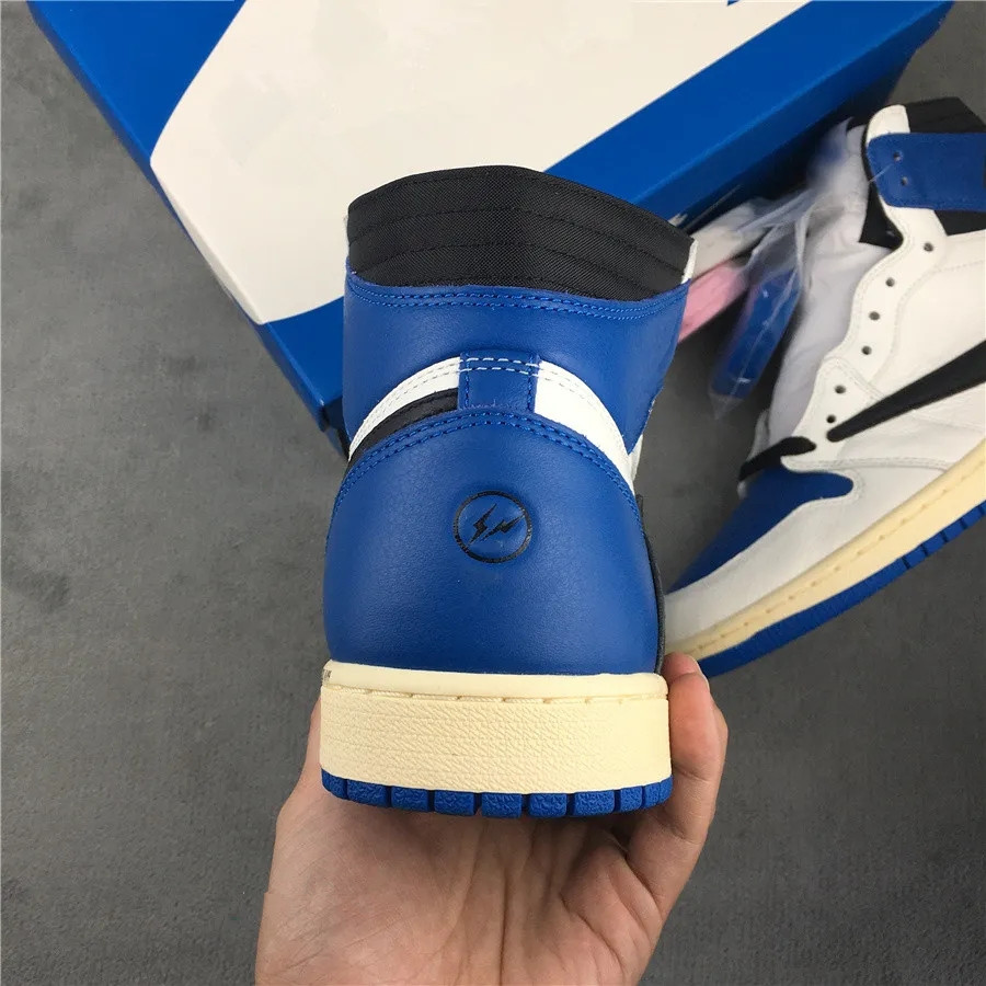 Basketball Shoes Fragments x Jumpman 1s High OG SP Military-Blue Colorway Genuine Leather Sneakers With ShoeBox Fast Delivery