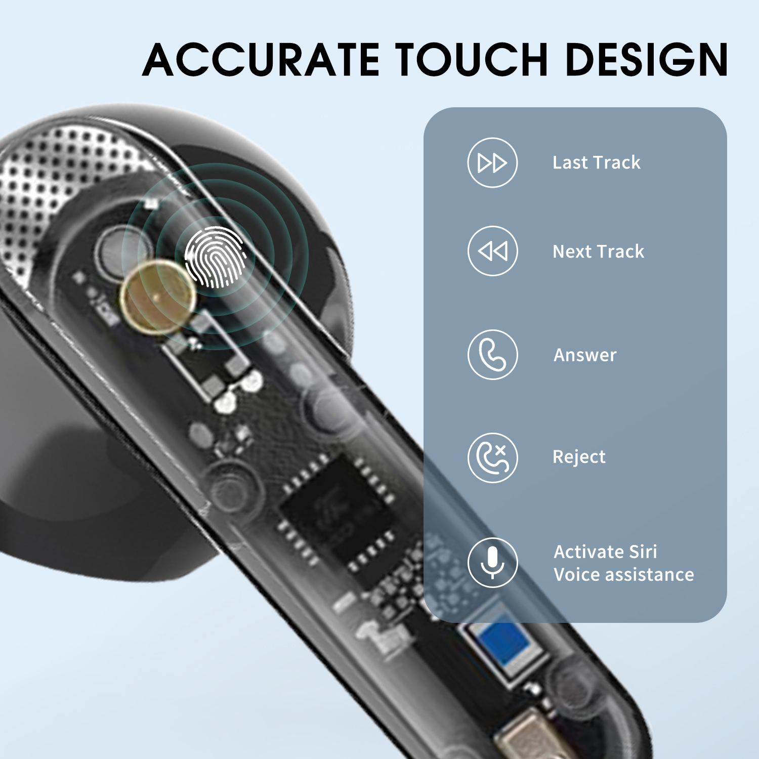 Modedesign transparente TWS Ohrhörer Wireless Bluetooth 5.3 Kopfhörer HiFi Stereo Rauschen Reduktion Ohrhörer Sport -Musik -Gaming -Headsets