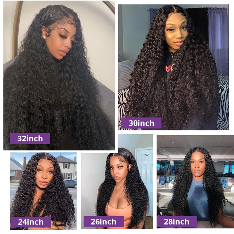 200Density 13x4 Lace Front Wig Deep Kinky Curly Human Hair Wigs Brazilian 4x4 Transparent Lace Closure Wigs for Women Bling Hair