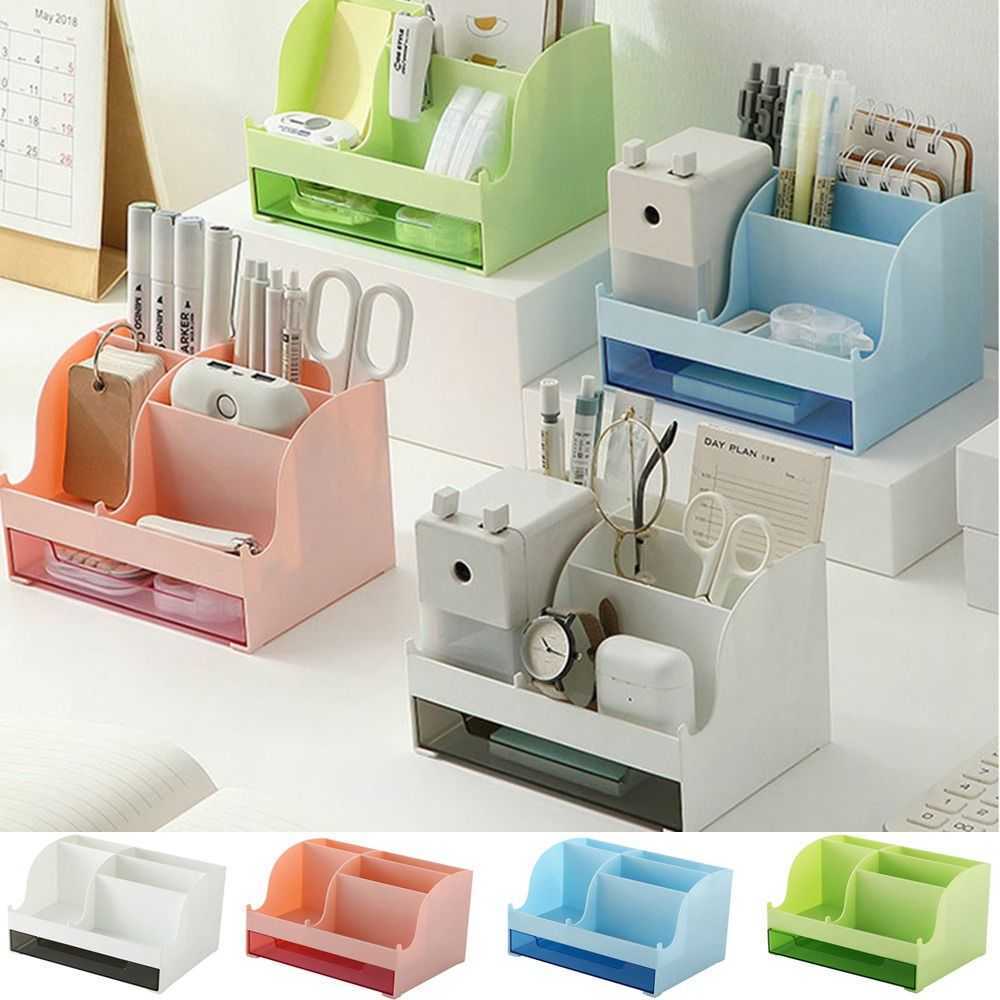 Practical Plastic Colorful Pencil Storage Box Large Capacity Desktop Organizer Korean INS Durable Stationery Holder HKD230812