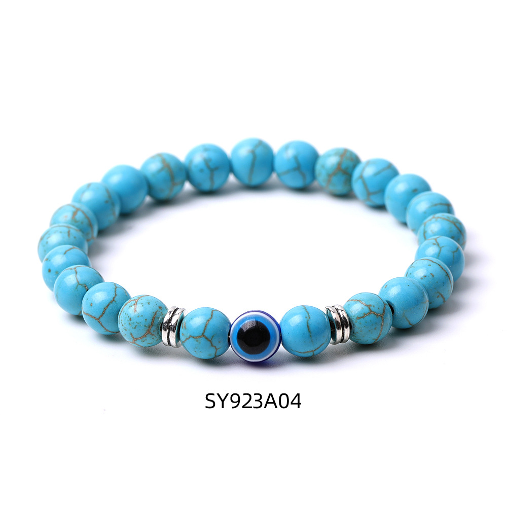 Bracciale di elasticità turchese da 8 mm perle turchese blu turche uomini donne yoga reiki gioielli