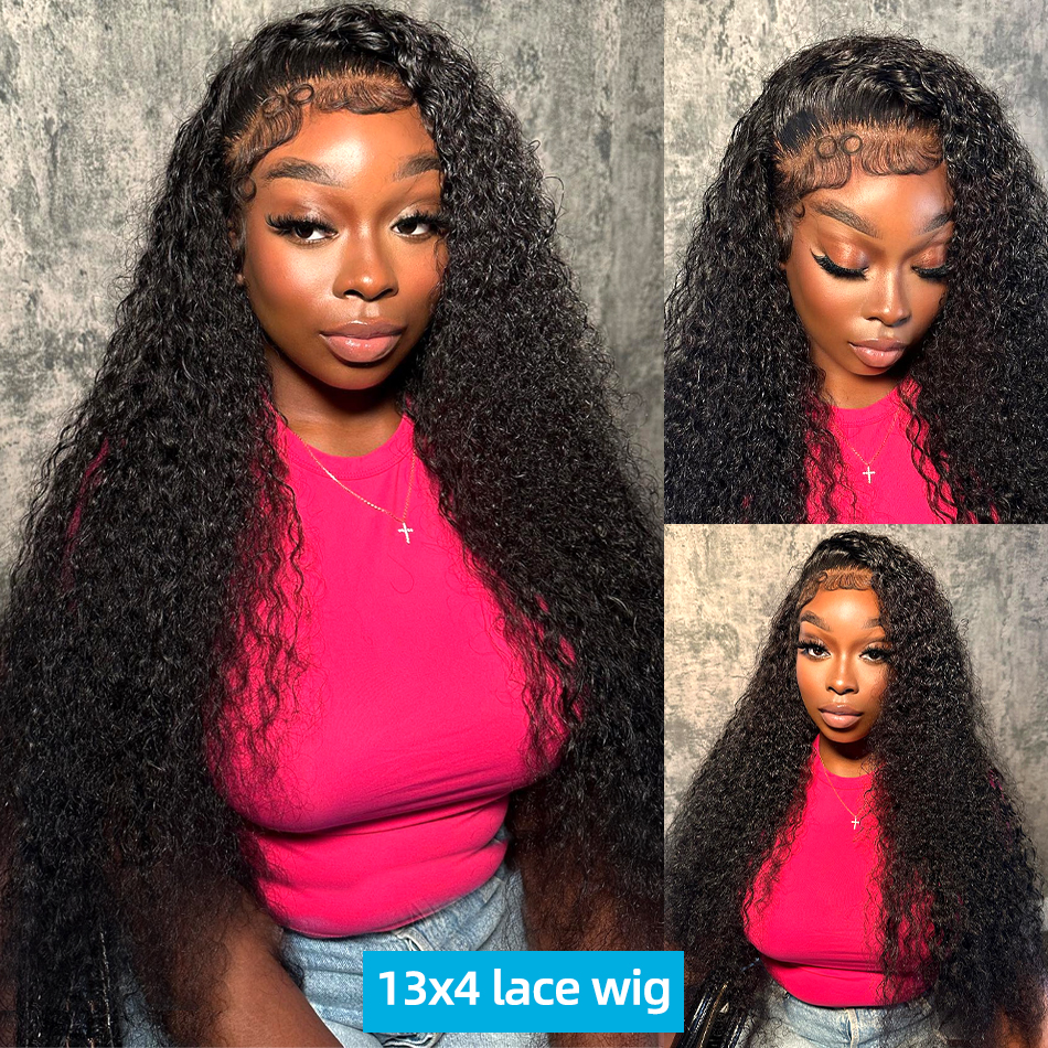 30 40 Inch Brazilian Remy 13x4 Bone Deep Wave Curly Transparent Lace Front Human Hair Wigs HD Frontal Closure Wig for Women