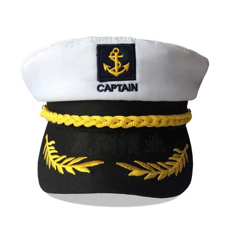 Casquette de capitaine de yacht pour adultes, chapeau de Costume de capitaine de marin de bateau pour Halloween, déguisement de fête blanc HKD230823