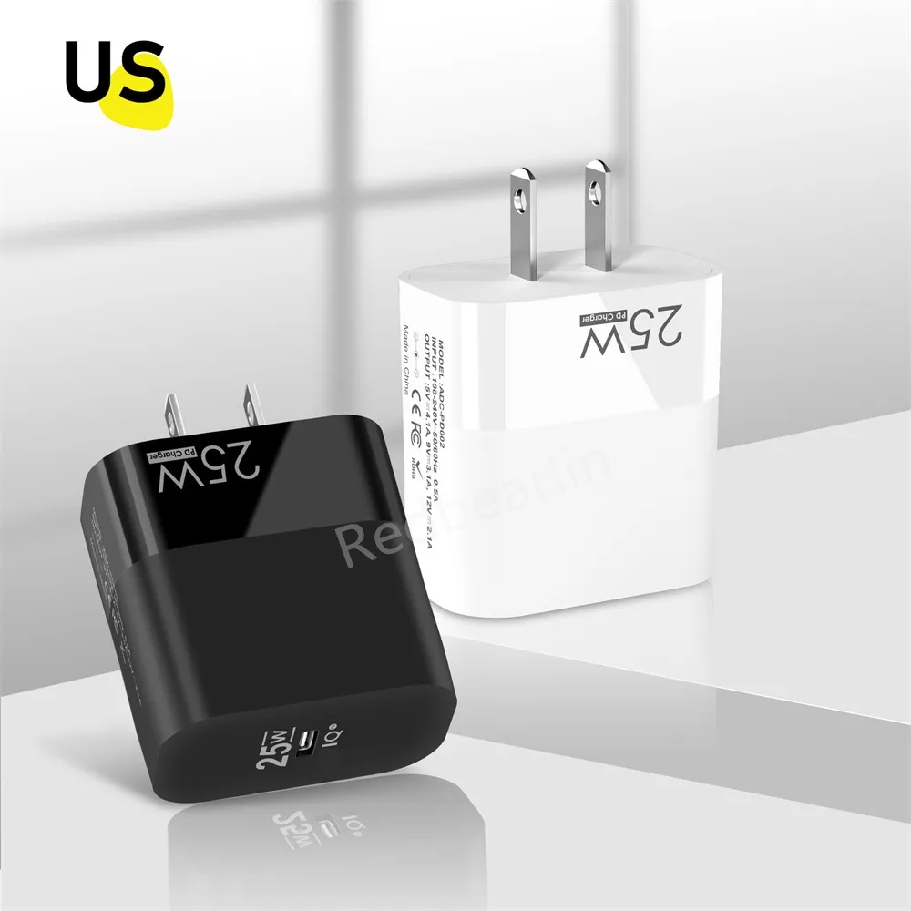 Snelle snelle telefoonladers 25W PD Type C EU US AC Home Travel USB C Wall Charger Power Adapters voor iPhone 12 13 14 15 X XS Max Samsung HTC Android Telefoon