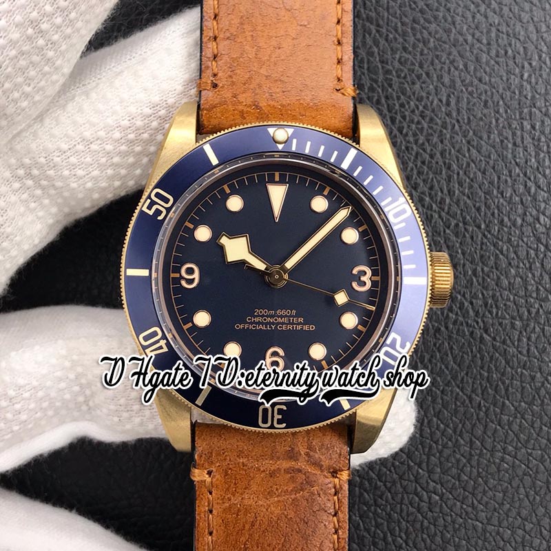 XF 79250 BRONZE 9015 Automatyczna męska zegarek 43 mm niebieski wybór brązowy stalowa stalowa obudowa Luminous Markery Antique skórzane pasek 2023 V3 Super wersja Eternity Watches