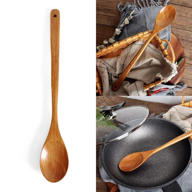 P82C cuillère en bois géante de 16.5 pouces, cuillère en bois à Long manche pour cuisiner et remuer HKD230810