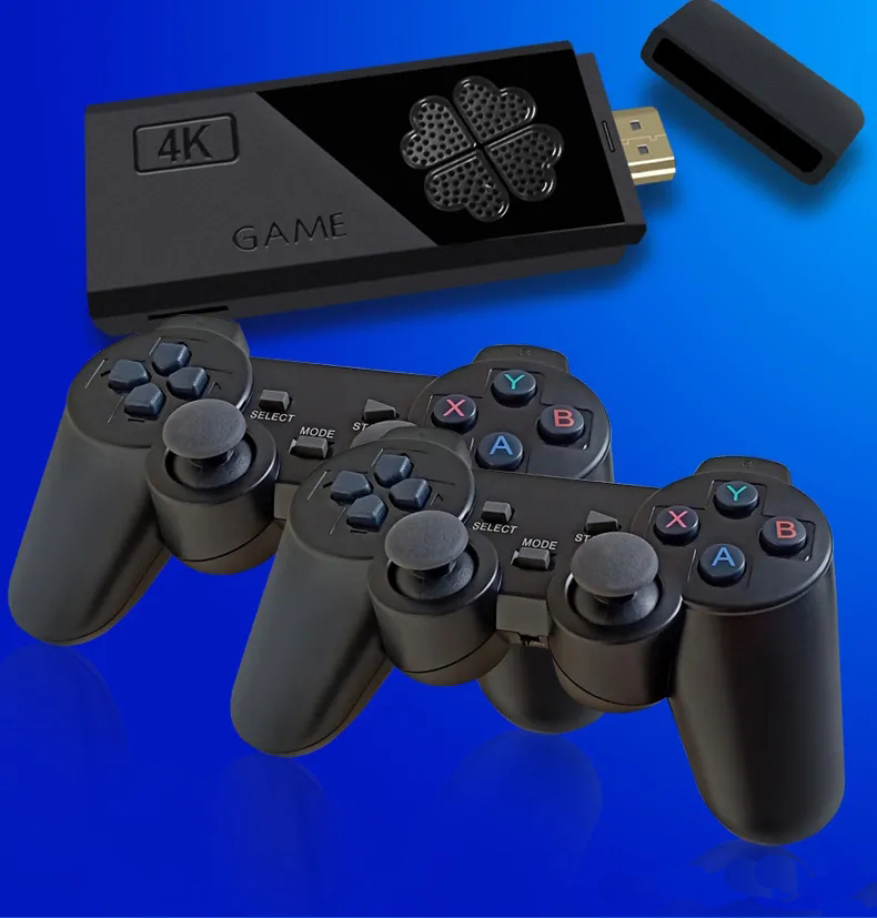 Console de jeu vidéo TV M8II M8, 2.4 ghz, Double contrôleur de jeu sans fil, 4K, 13000 jeux rétro, 64 go, avec Joysticks pour PS1/GBA