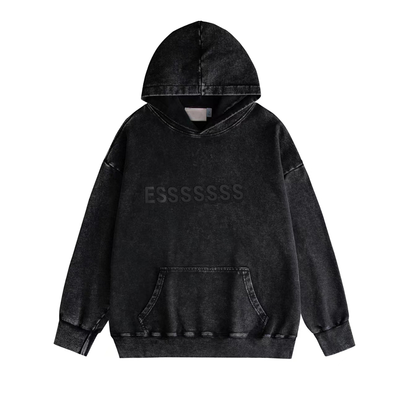 Ess Hoodie Men Designer Hoodie Classic With With Letters on the Back Three Dimensional Flocked Washed Worn Mens Hoodie عرضي متعدد الاستخدامات